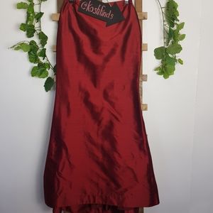 Vintage Ruby Red Maxi Skirt Sz 8 100% Silk Skirt Mermaid Skirt